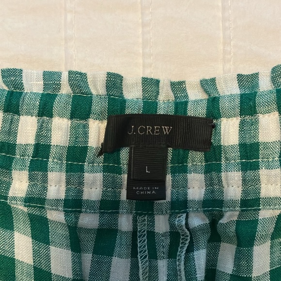 J Crew gingham linen elastic waist pull on shorts - Picture 4 of 7